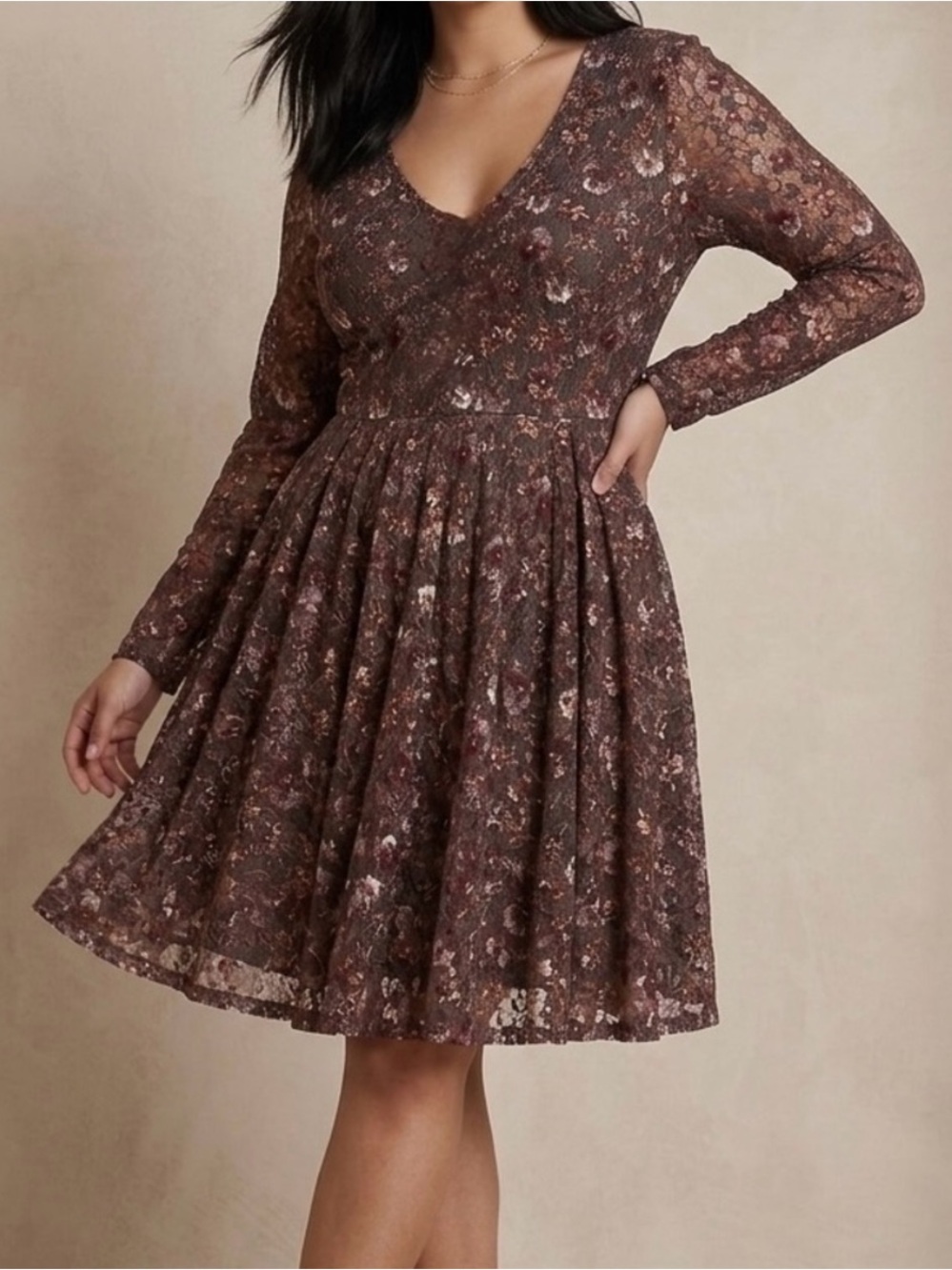 Rewind Gray Floral Dress